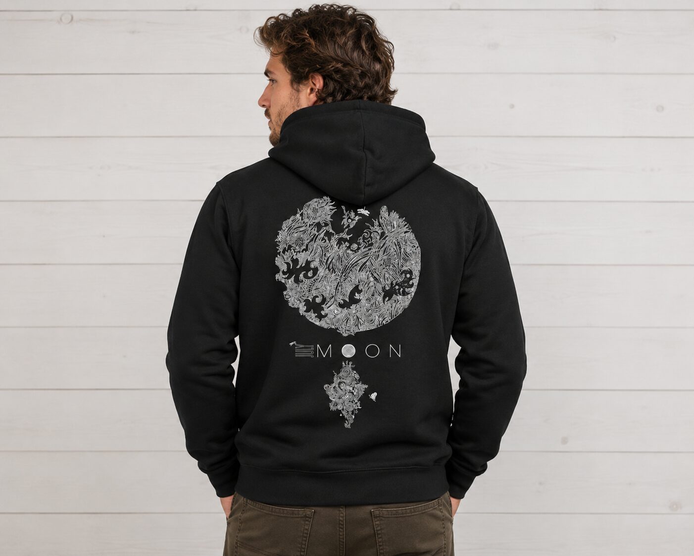 July Moon black full zip hoodie