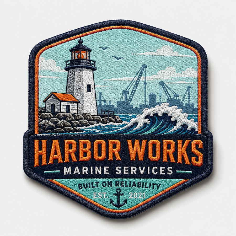 Example Fusion company patch combining print and embroidery